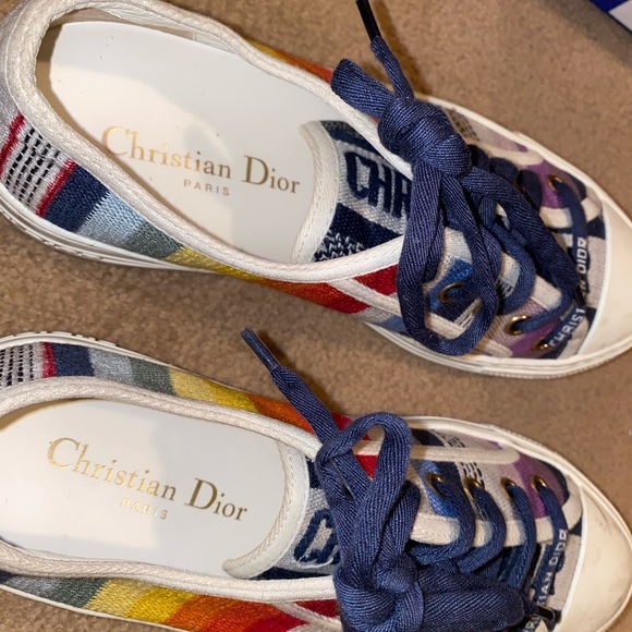 Dior Shoes - Dior Multicolor Canvas Low-Top Sneakers with Navy Laces